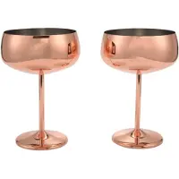 Semoic Kupfer Coupe Champagnergläser 2er Set Edelstahl