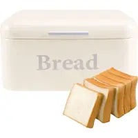 Spactz Vintage Brotkasten Schrank Eisen Snack Desktop Finishing Staubdicht Vorratsbehälter Keeper Lebensmittel Küche Regal Dekor Weiß