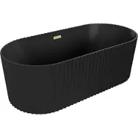 Mexen Paola freistehende gerillte Badewanne 170 x 80 cm, schwarz matt, Überlauf gold gebürstet - 52721708071-55