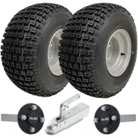 Parnells 18x9.50-8 ATV Quad Trailer Kit Knobby Wheels ALKO Hub & Stub Axles Hitch 204kgs