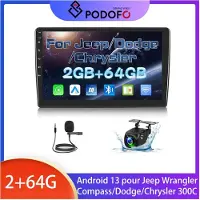 Podofo Autoradio Android 10,1" - - Android 13 (MT8163) - 2Go/64Go - Drahtloses CarPlay - AHD Kamera 720P