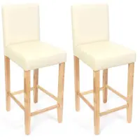 Mendler 2er-Set Barhocker Cesena Kunstleder creme, helle Füße