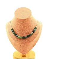 Bijoux Steine und Mineralien. Halskette mit 15 Perlen Moosachat 8 mm. Kette aus Edelstahl Halskette für Frauen, Männer. Anpassbare Größe.