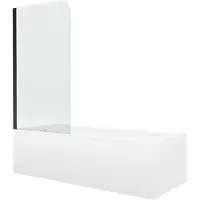 Mexen Vega Rechteckbadewanne 150 x 70 cm mit Verkleidung und 1-flügliger Duschabtrennung 70 cm, Transparent, Schwarz - 550115070