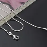MaxPower (Silber -60 cm) Europäischer Stil, modische Unisex-runde Schlangenkette, lange Halskettenketten
