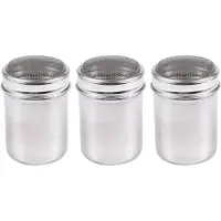 MaxPower 3 x silberfarbene Edelstahl-Geflecht-Staubwedel, Salzstreuer, Gewürzdosen