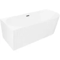 Mexen Silo freistehende Eckbadewanne links geriffelt 170 x 80 cm, weiß, Überlauf gun gray gebürstet - 52891708000L-66