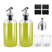 Typecat 16Oz Mundwasserspender aus Glas mit Ausgießer, Trichter und Etiketten, wiederverwendbarer Flaschenbehälter