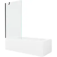 Mexen Vega rechteckige Badewanne 160 x 70 cm mit Verkleidung und 1-flügliger Duschabtrennung 90 cm, transparent, Schwarz - 55011