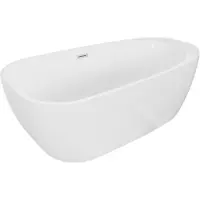 Mexen Giada freistehende Badewanne 170 x 90 cm, weißer Glanz, Überlauf gebürsteter Nickel - 52741709000-97