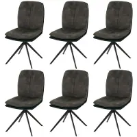MCW 6er-Set Esszimmerstuhl MCW-M68, Küchenstuhl Lehnstuhl, drehbar Auto-Position, Metall Stoff/Textil grün