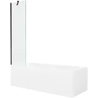 Mexen Cubik rechteckige Badewanne 170 x 70 cm mit Verkleidung und 1-flügliger Duschabtrennung 50 cm, transparent, Schwarz - 5503