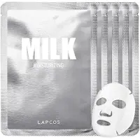 Lapcos Milk Sheet Mask Feuchtigkeitsspendende Gesichtsmaske f r den t glichen Gebrauch zur Regeneration und Wiederherstellung trockener Haut, 5er