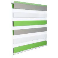 Helloshop26 Store Enrouleur Zebra Tag und Nacht Doppelrollo 45x150 cm Weiß Grün Grau