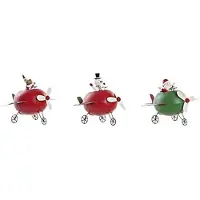 DKD Home Decor Weihnachtsdekoration - - Metallrentier - Set von 3 - Mehrfarbig - 19 x 14 x 13 cm