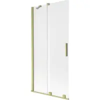 Mexen Velar Duschwand für Badewanne, 2-flügelig verschiebbar 90 x 150 cm, mattiert, gold gebürstet - 896-090-000-31-55