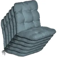 Beautissu 6er Set Niedriglehner Auflagen Set Flair NL, 100x50x8cm, Taubenblau