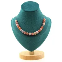 Bijoux Steine und Mineralien. Halskette mit 20 Perlen Sonnenstein 8 mm. Edelstahlkette Halskette für Frauen, Männer. Personalisierte Größe.