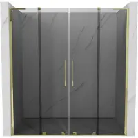 Mexen Velar L Duo Schiebetüren für Dusche 200 cm, Graphit, Gold - 871-200-003-42-50