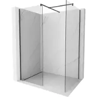 Mexen Kioto Duschwand Walk-in 125 x 80 cm, transparent, schwarz - 800-125-202-70-00-080