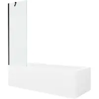 Mexen Vega rechteckige Badewanne 160 x 70 cm mit Verkleidung und 1-flügliger Duschabtrennung 60 cm, transparent, Schwarz - 55011