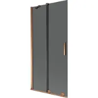 Mexen Velar Badewannenfaltwand, 2-teilig verschiebbar 90 x 150 cm, Graphit, Roségold - 896-090-000-41-60