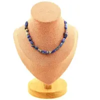 Bijoux Steine und Mineralien. Halskette mit 20 Perlen aus Lapis Lazuli aus Pakistan. Edelstahlkette Halskette für Frauen, Männer. Personalisierte Größe.