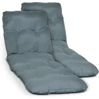 Beautissu 2X Auflage Sonnenliege Deckchair Flair RL, 190x60x8 cm, Taubenblau