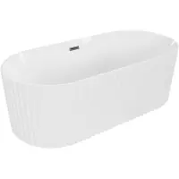 Mexen Paola freistehende geriffelte Wanne 170 x 80 cm, weiß glänzend, Überlauf gun gray gebürstet - 52721708000-66