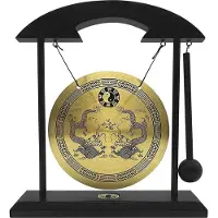 Typecat Tischgong - Feng Shui Messingornament mit Ständer und Schlägel, filigrane chinesische Wohndekoration,