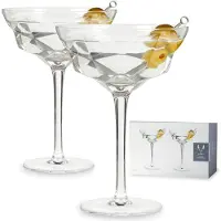 Viski Facettierte Martini-Glser von , Preium Crystaal, Cocktail-Coup-Glser, Trinkgeschirr fr Zuhause und Bar, Cocktailglser mit Stiel, perfek