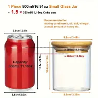 MaxPower Glasbehälter zur Aufbewahrung von Lebensmitteln mit Bambusdeckel, 500 ml / 16,91 oz 1 (8,5 * 10,6 c