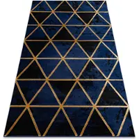 Rugsx Exklusiv EMERALD Teppich 1020 glamour, stilvoll Marmor, Dreiecke dunkelblau / gold 120x170 cm