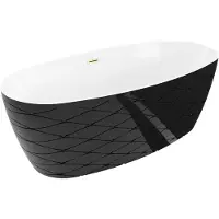 Mexen Olea freistehende Badewanne Muster 170 x 80 cm, weiß/schwarz, Überlauf gold gebürstet - 52821708075-55