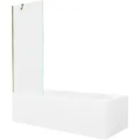 Mexen Vega rechteckige Badewanne 170 x 70 cm mit Verkleidung und 1-flügliger Duschabtrennung 70 cm, transparent, gold - 55011707