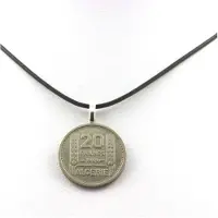 Bijoux Steine und Mineralien. Anhängerstück Algerien 20 Francs Schwarzes Band.