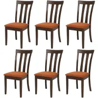MCW 6er-Set Esszimmerstuhl MCW-G46, Küchenstuhl Stuhl, Stoff/Textil Massiv-Holz dunkles Gestell, orange