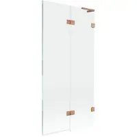 Mexen Lunar L Duschwand 2-flügelig rechts 90 x 150 cm, transparent, gebürstetes Kupfer - 897L-090-100-65-00-P