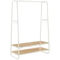 Helloshop26 Kleiderständer - - 45x100x160 cm - 2 Regale - 6 Haken - Robustes Stahl