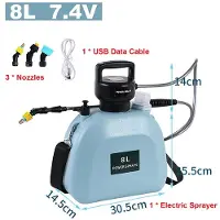 MaxPower (Blau-8L-7,4V) Elektrisches Batteriesprühgerät, Gartenarbeit, Bewässerung von Blumen, Kanne, Landwirtschaft,