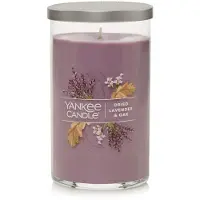 Yankee candle Yankee Kerze getrockneter Lavendel & Eiche Signature mittelschwerer Sule Kerze - 14,25 Unzen mittelgroe Lila - Soja -Wachs -Mischung Metall Dec