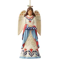 Enesco Jim Shore Heartwood Creek Patriotic Angel Holding Folded Flag Hanging Ornament 472 Inch Multicolor