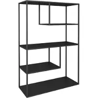 Helloshop26 Designbibliothek für Wohnzimmer, originale Regalgestaltung, 4 Ebenen, schwarzer Stahl 03_0006487