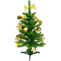 Star Trading Dekorierter LED-Weihnachtsbaum, klein, grün-gold, Batterie, 100% PE, 60cm