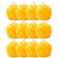 Jojomino Buddhistische Tischkerze, Kerzenlampe, Flammenlos, 12 Stück, Buddhistische Lichter, Wasserdicht, 100 Stunden Teelicht, Batteriebetrieben, A
