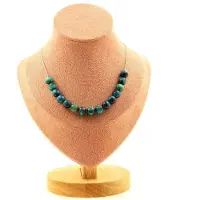 Bijoux Steine und Mineralien. Halskette mit 15 Perlen aus hellblauem Tigerauge 8 mm. Kette aus Edelstahl Halskette für Frauen, Männer. Größe anpassbar.