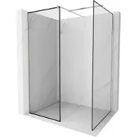 Mexen Kioto Duschwand Walk-in 90 x 70 cm, schwarzes Muster, gebürstetes Nickel - 800-090-202-97-70-070