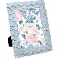 Laura Ashley 5 x 7 Powder Blue Flower strukturierter, handgefertigter Kunstharz-Bilderrahmen mit Staffelei und Haken fr Tisch- und Wanddekoratio
