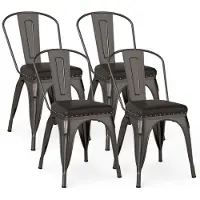 Helloshop26 Esszimmerstühle - - Set von 4 - Metall - Stapelbar - Verwandlungsfähig in Hocker