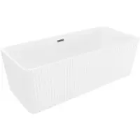 Mexen Nila freistehende gerillte Badewanne 170 x 75 cm, weiß, Überlauf Gun Metal - 52841708000-95